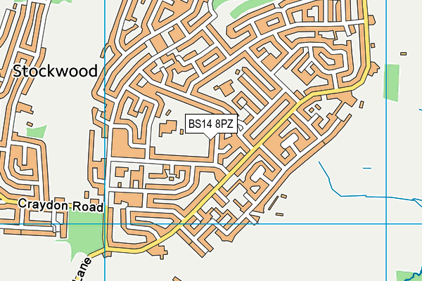 BS14 8PZ map - OS VectorMap District (Ordnance Survey) BS14 8PZ map - OS VectorMap District (Ordnance Survey)