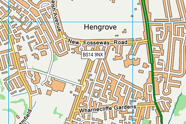 BS14 9NX map - OS VectorMap District (Ordnance Survey)