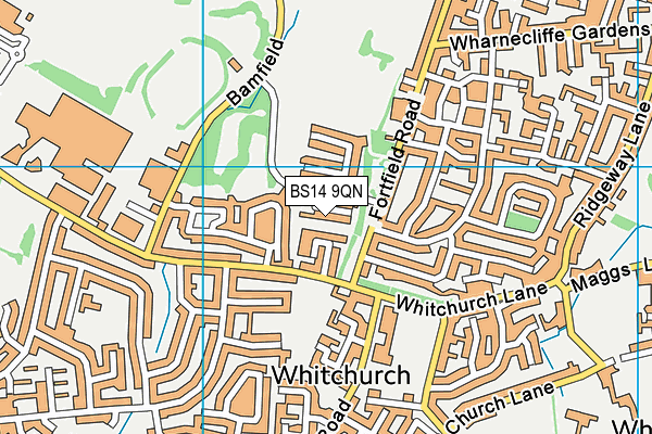BS14 9QN map - OS VectorMap District (Ordnance Survey) BS14 9QN map - OS VectorMap District (Ordnance Survey)