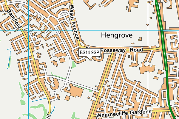 BS14 9SP map - OS VectorMap District (Ordnance Survey) BS14 9SP map - OS VectorMap District (Ordnance Survey)