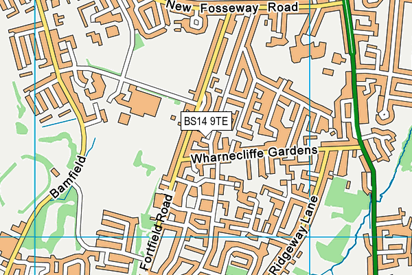 BS14 9TE map - OS VectorMap District (Ordnance Survey) BS14 9TE map - OS VectorMap District (Ordnance Survey)