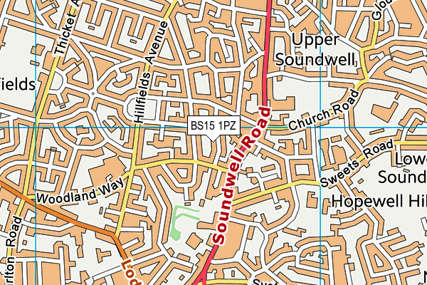 BS15 1PZ map - OS VectorMap District (Ordnance Survey)