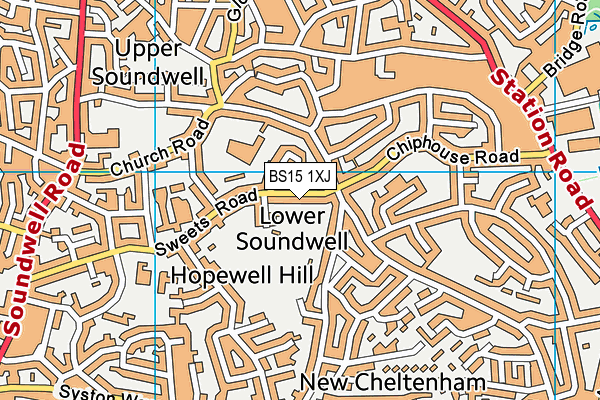 BS15 1XJ map - OS VectorMap District (Ordnance Survey)