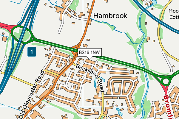 BS16 1NW map - OS VectorMap District (Ordnance Survey)