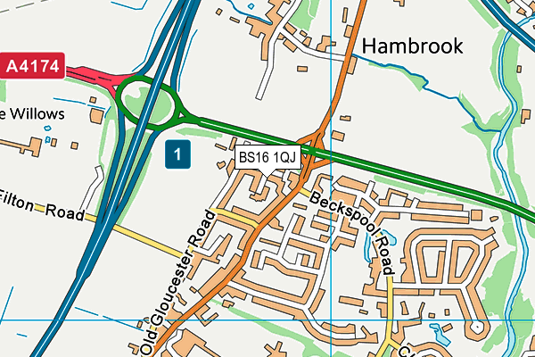 BS16 1QJ map - OS VectorMap District (Ordnance Survey)