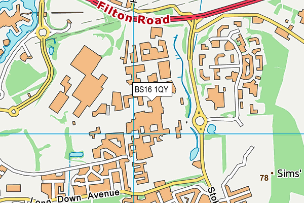 BS16 1QY map - OS VectorMap District (Ordnance Survey)