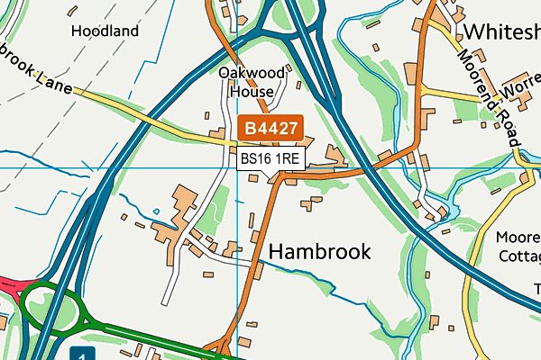 BS16 1RE map - OS VectorMap District (Ordnance Survey)