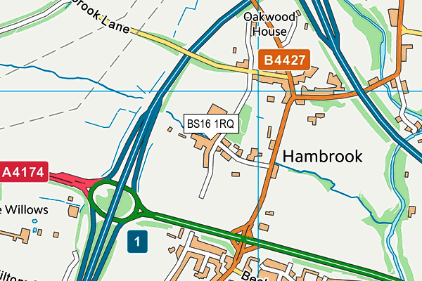 BS16 1RQ map - OS VectorMap District (Ordnance Survey)