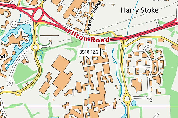 BS16 1ZG map - OS VectorMap District (Ordnance Survey)