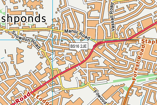 BS16 2JE map - OS VectorMap District (Ordnance Survey) BS16 2JE map - OS VectorMap District (Ordnance Survey)