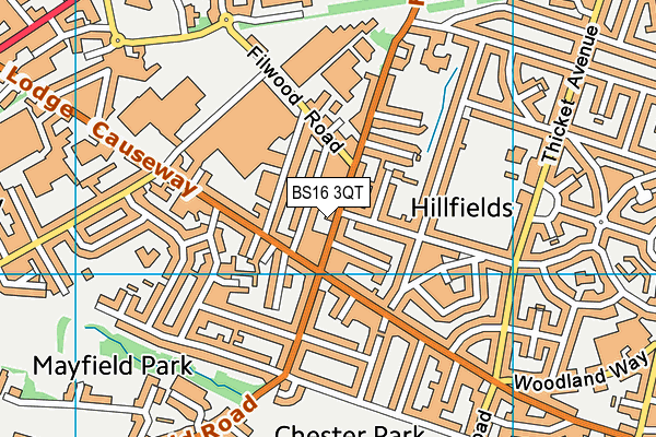 BS16 3QT map - OS VectorMap District (Ordnance Survey)