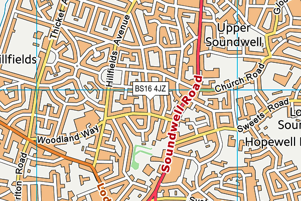 BS16 4JZ map - OS VectorMap District (Ordnance Survey)