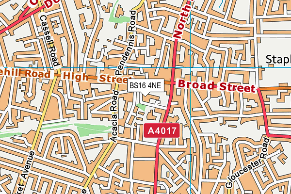 BS16 4NE map - OS VectorMap District (Ordnance Survey)