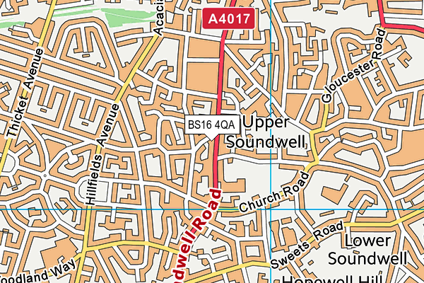 BS16 4QA map - OS VectorMap District (Ordnance Survey)