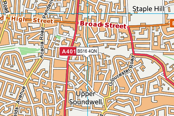 BS16 4QN map - OS VectorMap District (Ordnance Survey)
