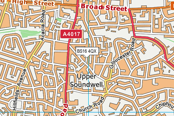 BS16 4QX map - OS VectorMap District (Ordnance Survey)