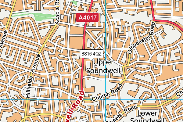 BS16 4QZ map - OS VectorMap District (Ordnance Survey)