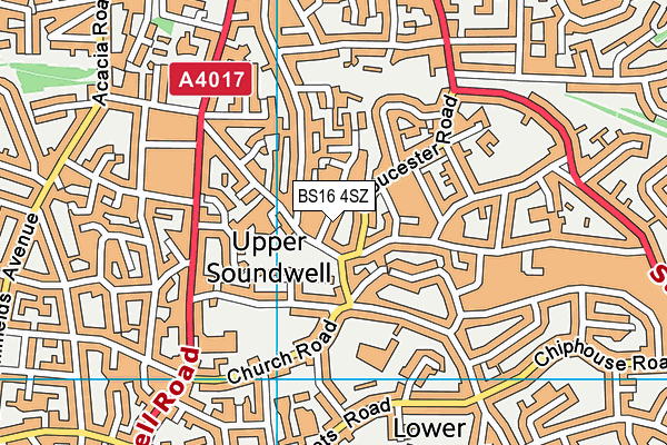 BS16 4SZ map - OS VectorMap District (Ordnance Survey)
