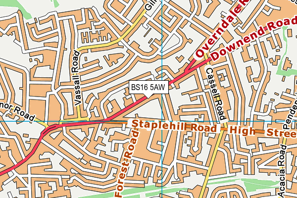 BS16 5AW map - OS VectorMap District (Ordnance Survey)