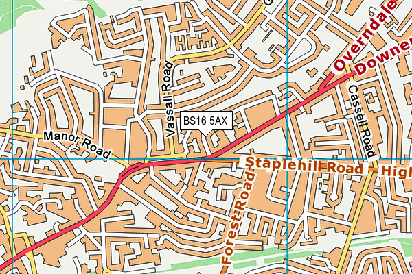 BS16 5AX map - OS VectorMap District (Ordnance Survey) BS16 5AX map - OS VectorMap District (Ordnance Survey)