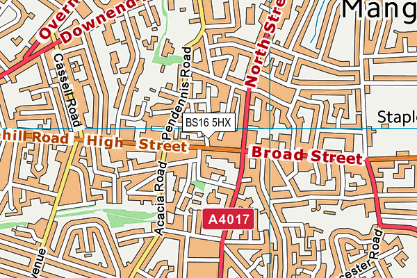BS16 5HX map - OS VectorMap District (Ordnance Survey)