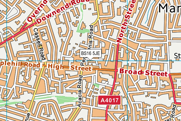 BS16 5JE map - OS VectorMap District (Ordnance Survey)