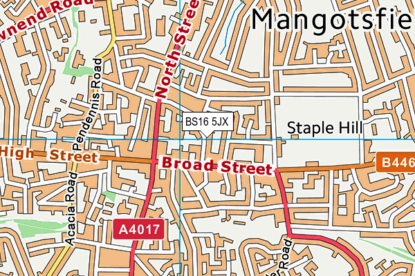 BS16 5JX map - OS VectorMap District (Ordnance Survey)