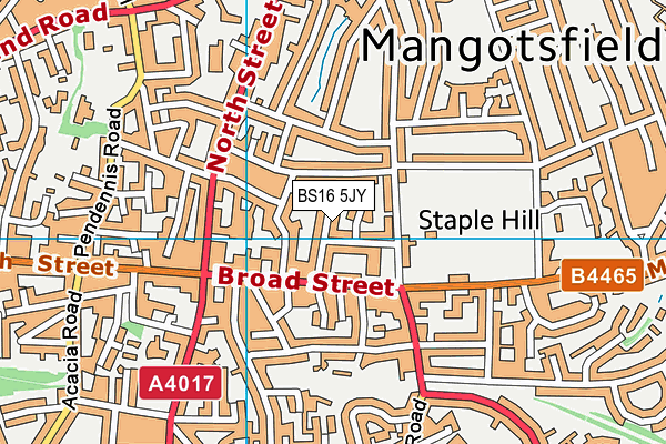 BS16 5JY map - OS VectorMap District (Ordnance Survey)