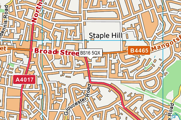 BS16 5QX map - OS VectorMap District (Ordnance Survey)