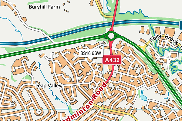 BS16 6SW map - OS VectorMap District (Ordnance Survey)