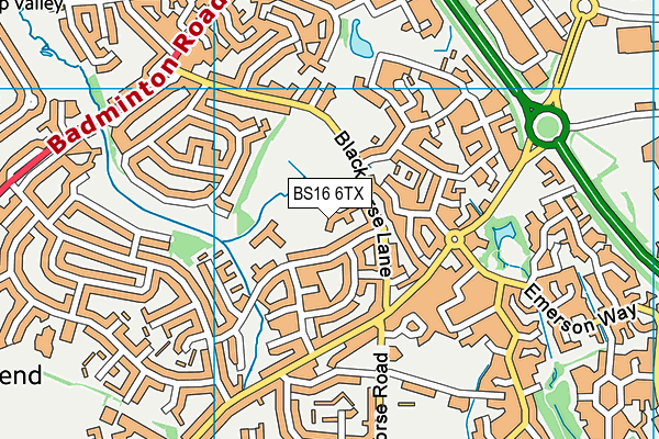 BS16 6TX map - OS VectorMap District (Ordnance Survey) BS16 6TX map - OS VectorMap District (Ordnance Survey)