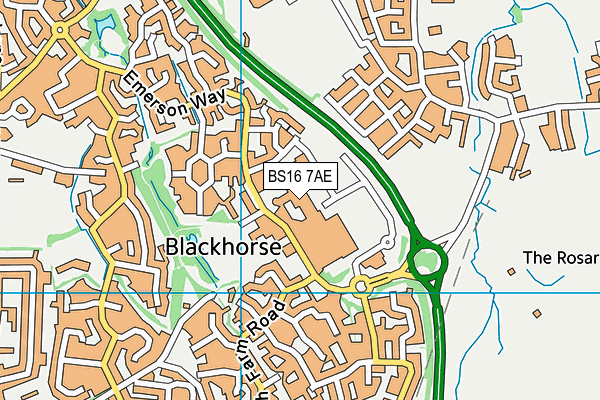 BS16 7AE map - OS VectorMap District (Ordnance Survey) BS16 7AE map - OS VectorMap District (Ordnance Survey)