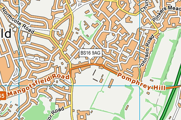 BS16 9AG map - OS VectorMap District (Ordnance Survey) BS16 9AG map - OS VectorMap District (Ordnance Survey)