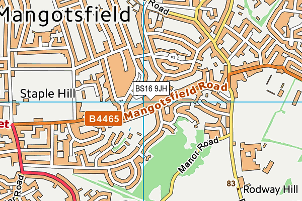 BS16 9JH map - OS VectorMap District (Ordnance Survey) BS16 9JH map - OS VectorMap District (Ordnance Survey)