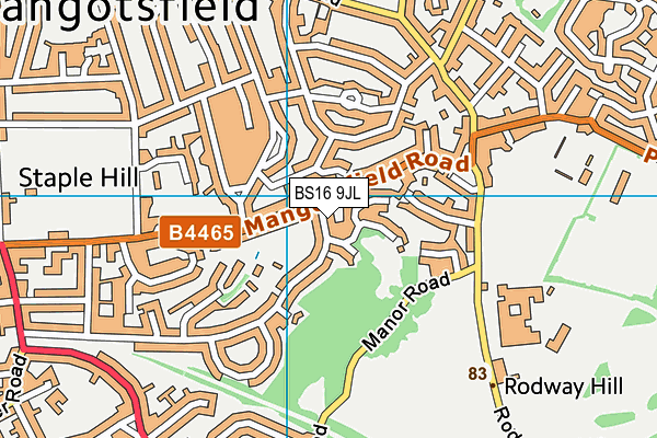 BS16 9JL map - OS VectorMap District (Ordnance Survey) BS16 9JL map - OS VectorMap District (Ordnance Survey)
