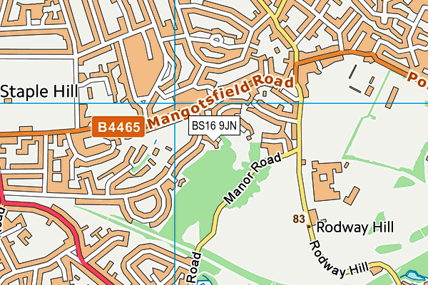 BS16 9JN map - OS VectorMap District (Ordnance Survey) BS16 9JN map - OS VectorMap District (Ordnance Survey)
