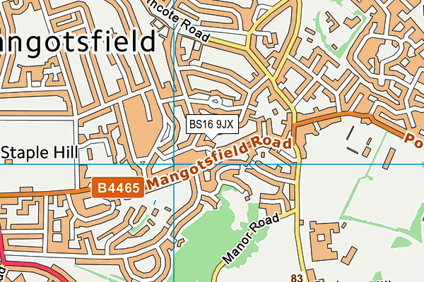 BS16 9JX map - OS VectorMap District (Ordnance Survey) BS16 9JX map - OS VectorMap District (Ordnance Survey)