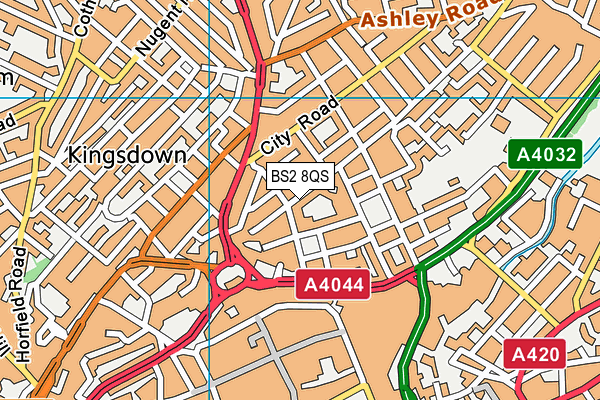 BS2 8QS map - OS VectorMap District (Ordnance Survey) BS2 8QS map - OS VectorMap District (Ordnance Survey)