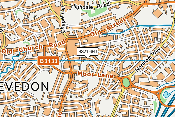 BS21 6HJ map - OS VectorMap District (Ordnance Survey)