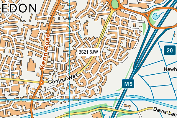 BS21 6JW map - OS VectorMap District (Ordnance Survey)