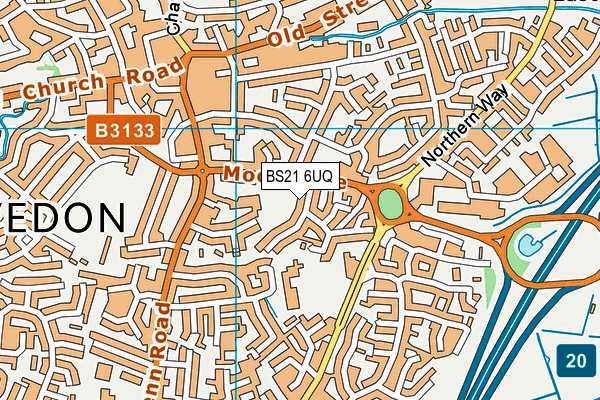 BS21 6UQ map - OS VectorMap District (Ordnance Survey)