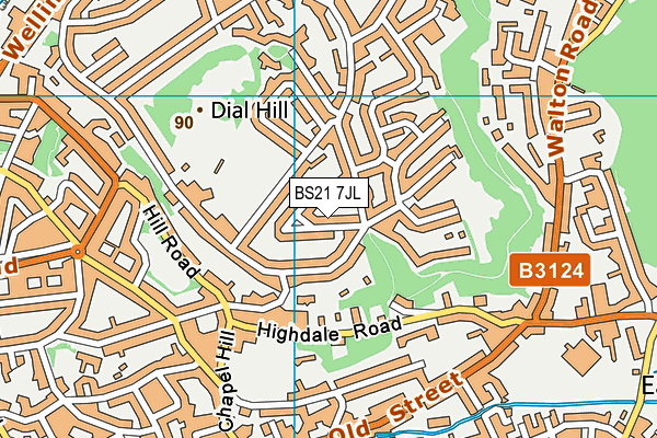 BS21 7JL map - OS VectorMap District (Ordnance Survey)