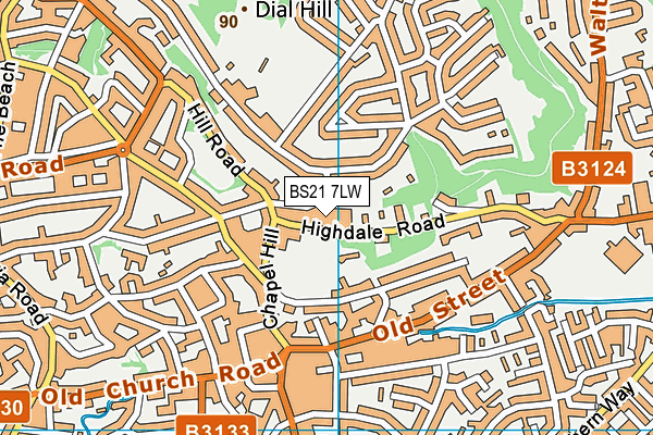BS21 7LW map - OS VectorMap District (Ordnance Survey)