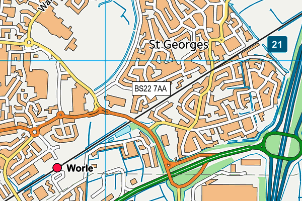 BS22 7AA map - OS VectorMap District (Ordnance Survey) BS22 7AA map - OS VectorMap District (Ordnance Survey)