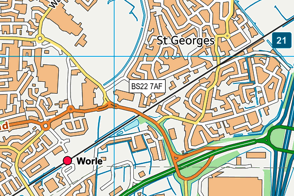 BS22 7AF map - OS VectorMap District (Ordnance Survey) BS22 7AF map - OS VectorMap District (Ordnance Survey)