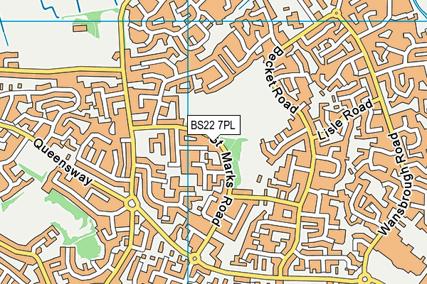 BS22 7PL map - OS VectorMap District (Ordnance Survey) BS22 7PL map - OS VectorMap District (Ordnance Survey)