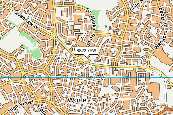 BS22 7PW map - OS VectorMap District (Ordnance Survey) BS22 7PW map - OS VectorMap District (Ordnance Survey)