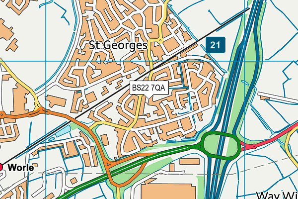 BS22 7QA map - OS VectorMap District (Ordnance Survey) BS22 7QA map - OS VectorMap District (Ordnance Survey)