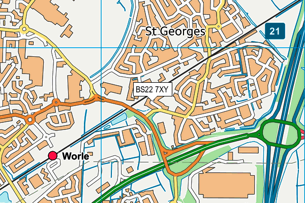 BS22 7XY map - OS VectorMap District (Ordnance Survey)