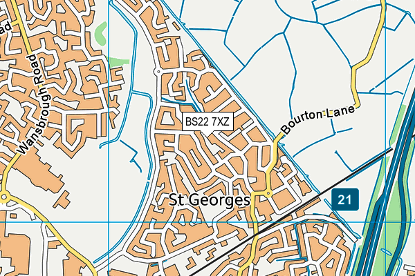 BS22 7XZ map - OS VectorMap District (Ordnance Survey) BS22 7XZ map - OS VectorMap District (Ordnance Survey)